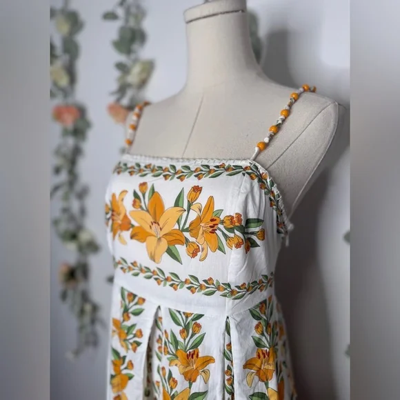 Farm Rio Tropical Lightness Floral Cotton Maxi Dress - Picture 7 of 15